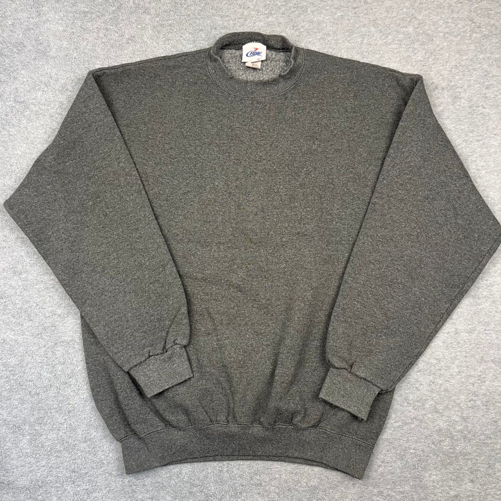 VTG Bike Sweatshirt Men Large Gray Crewneck Long Sleeve Solid Athletic Pullover